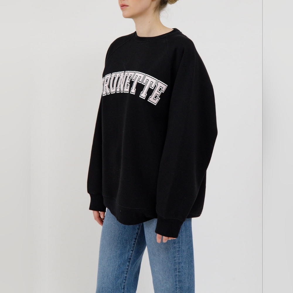 Brunette The Label "Brunette" Varsity Hair Colour Not Your Boyfriend's Crew M/L - Picture 15 of 15